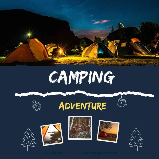 Navy and White Ripped Camping Adventure Flyer (660 x 660 mm)
